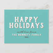 モダンホワシンプルイトタイポグラフィハッピーホリデイズ ポストカード (正面)