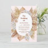 モダンホーグリーンパンパ結婚スグラス 招待状 (スタンド正面)