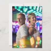 モダンボウリング場でのエンゲージメントパーティーディナー 招待状 (裏面)