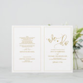 モダンボウンスカリグラフィーゴールドの結婚式プログラム (スタンド正面)