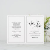 モダンボウンスカリグラフィーブラックの結婚式プログラム (スタンド正面)