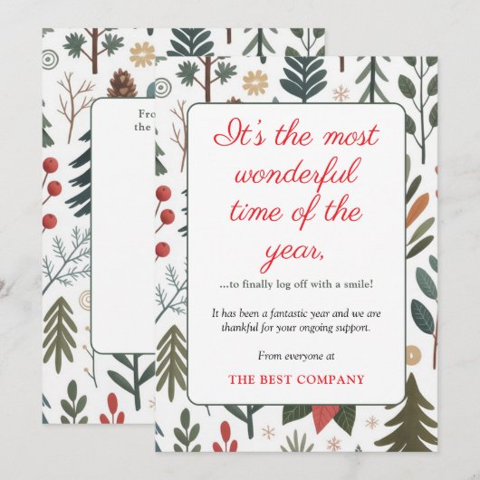 モダンボタニカルな企業のクリスマスカード カード (正面/裏面)
