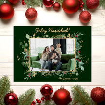 モダンボタニカルグリーン写真 Feliz Navidad