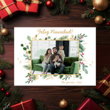 モダンボタニカルグリーン写真 Feliz Navidad