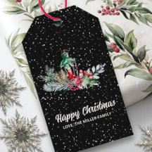 モダンボタニカルネームウォーターカラースクリプトクリスマス