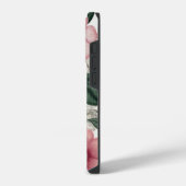 モダンボタニカルピンクフラワーモノグラム iPhoneケース (左側面)