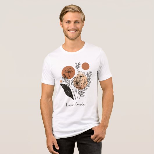 モダンボタニカルフラワーガーデンデザイン(カスタマイズ可能) トライブレンドTシャツ (正面全面)
