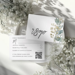 モダンボタニカルユーカリWedding RSVPカード