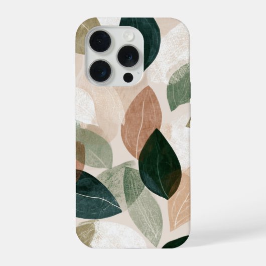 モダンボタニカルリーフフォンケース - アースカラー iPhoneケース (裏面)