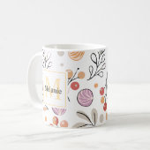 モダンボタニカル水彩モノグラム ホリデー コーヒーマグカップ (正面左)