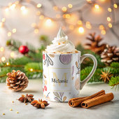 モダンボタニカル水彩モノグラム ホリデー コーヒーマグカップ