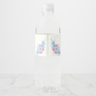 モダンボタニカル ウェディング 水彩花 ペットボトルラベル