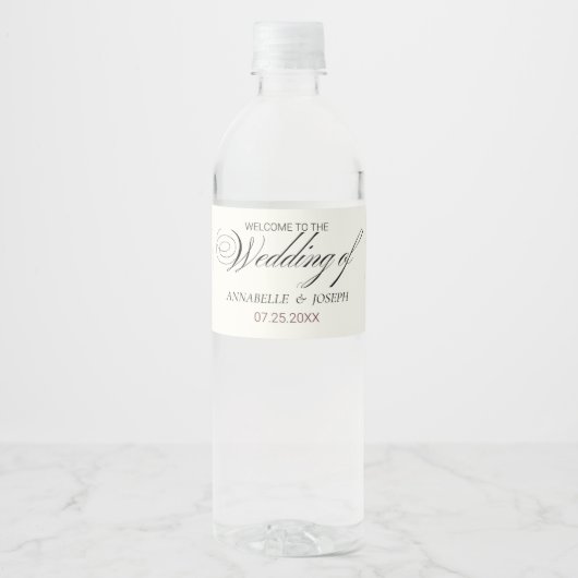 モダンボタニカル ウェディング 水彩花 ペットボトルラベル (正面)