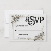 モダンボタニカル ブラック&ホワイト ウェディング RSVP
