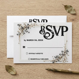 モダンボタニカル ブラック&ホワイト ウェディング RSVP