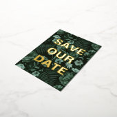 モダンボトルグリーンと金ゴールド救の日付 箔シーズンポストカード (回転した状態)