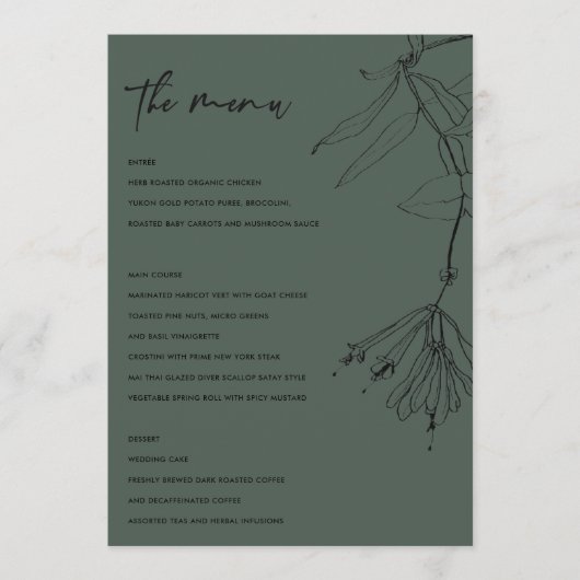 モダンボトルグリーンラインスケッチフローラメニュー メニュー (正面)