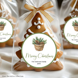 モダンボヘミアボタニカルクリスマスラウンドラベル ラウンドシール