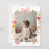 モダンボヘミアンガーデンの野の花の写真 1歳の誕生日 招待状 (裏面)
