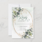 モダンボヘミアン グリーン ゴールド 結婚式 RSVP (正面)