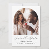 モダンボヘミアン フォトアーチ ブラック&ホワイト 結婚式 招待状 (正面)