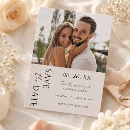 モダンボヘミアン・ミニマリストの結婚式フォト セーブザデート