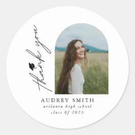モダンボホアーチ写真卒業お礼 ラウンドシール