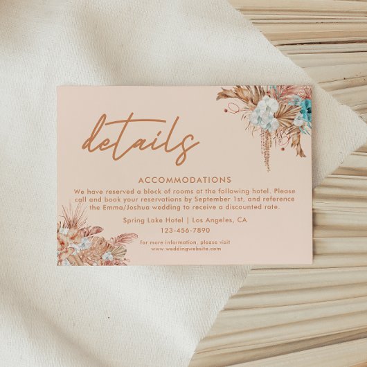 モダンボホスタイルの結婚式詳細 エンクロージャーカード
