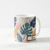 モダンボホトラピカルリーフ抽象画 コーヒーマグカップ (正面右)