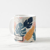 モダンボホトラピカルリーフ抽象画 コーヒーマグカップ (正面左)