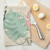 モダンボホトロピカルモンステラプラントキッチンタオル キッチンタオル (四つ折り)