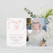 モダンボホフラワーフォト 96歳の誕生日 招待状 (スタンド正面)
