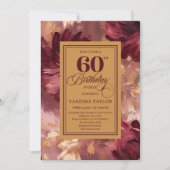 モダンボホマールベラブッシュの花柄 60歳の誕生日 招待状 (正面)