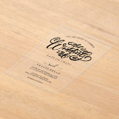 モダンボホミックスの黒いアクリル製結婚式招待状 アクリル招待状 (レイダウン)
