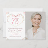 モダンボホミックスフラワーフォト73歳の誕生日招待状 招待状 (正面)