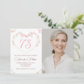 モダンボホミックスフラワーフォト73歳の誕生日招待状 招待状 (スタンド正面)