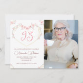 モダンボホミックスフラワーフォト 93歳の誕生日 招待状 (正面)