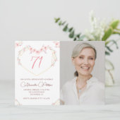 モダンボホーフローラルフォト 71歳の誕生日招待状 招待状 (スタンド正面)
