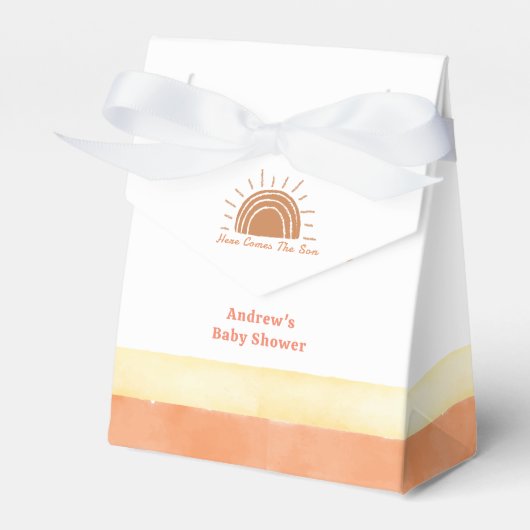 モダンボホ砂漠ここに息子の赤ちゃんシャワーが来る フェイバーボックス (正面サイド)