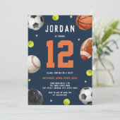 モダンボーイズスポーツテーマ誕生日パーティー 招待状 (スタンド正面)