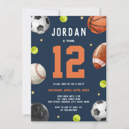 モダンボーイズスポーツテーマ誕生日パーティー 招待状