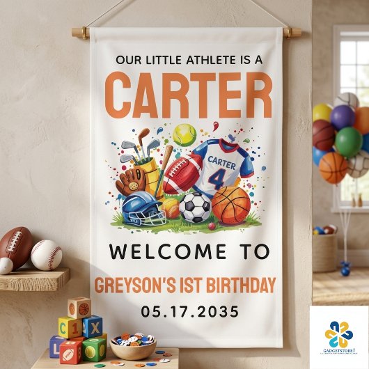 モダンボーイズスポーツボールオールスターワンスト誕生日 横断幕