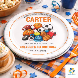 モダンボーイズ スポーツボール オールスター 1歳の誕生日 ペーパープレート