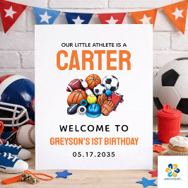 モダンボーイズ スポーツボール オールスター 1歳の誕生日 ポスター
