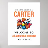 モダンボーイズ スポーツボール オールスター 1歳の誕生日 ポスター (正面)