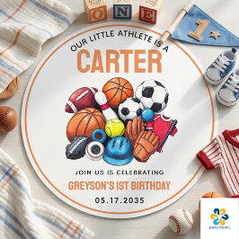 モダンボーイズ スポーツボール オールスター 1歳の誕生日 ラウンドシール