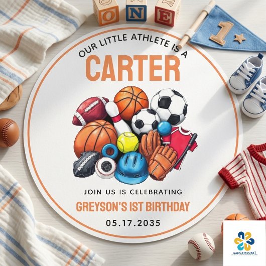 モダンボーイズ スポーツボール オールスター 1歳の誕生日 ラウンドシール