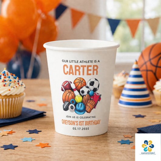 モダンボーイズ スポーツボール オールスター 1歳の誕生日 紙コップ