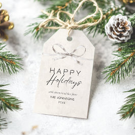 モダンボーエレガントハッピーホリデーズファミリー ギフトタグ