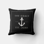 モダンボート名航海の（黒） クッション (裏面)